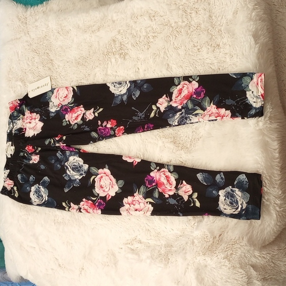 Eye Candy black floral print leggings